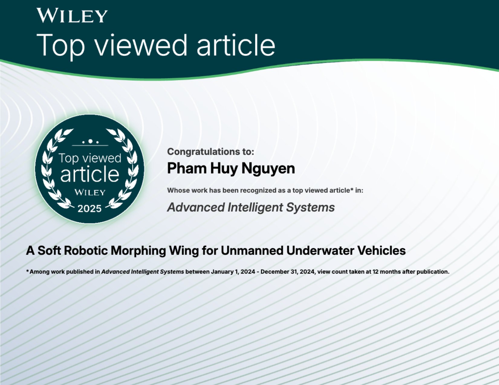 Soft Robotic Morphing Wing for Unmanned Underwater Vehicles image